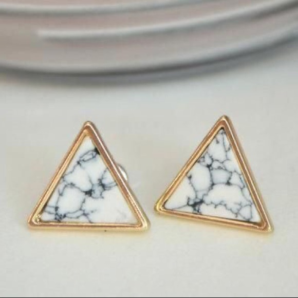 LAST SET SALE Gold / Stone Triangle Stud Earrings - Picture 2 of 7